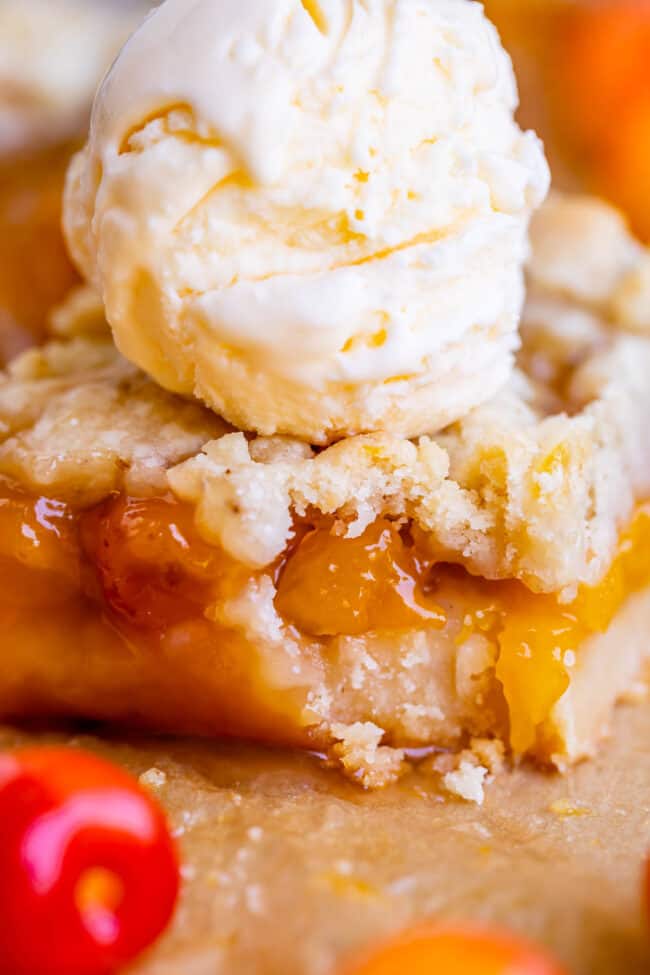 rainier cherry bars with ice cream on top