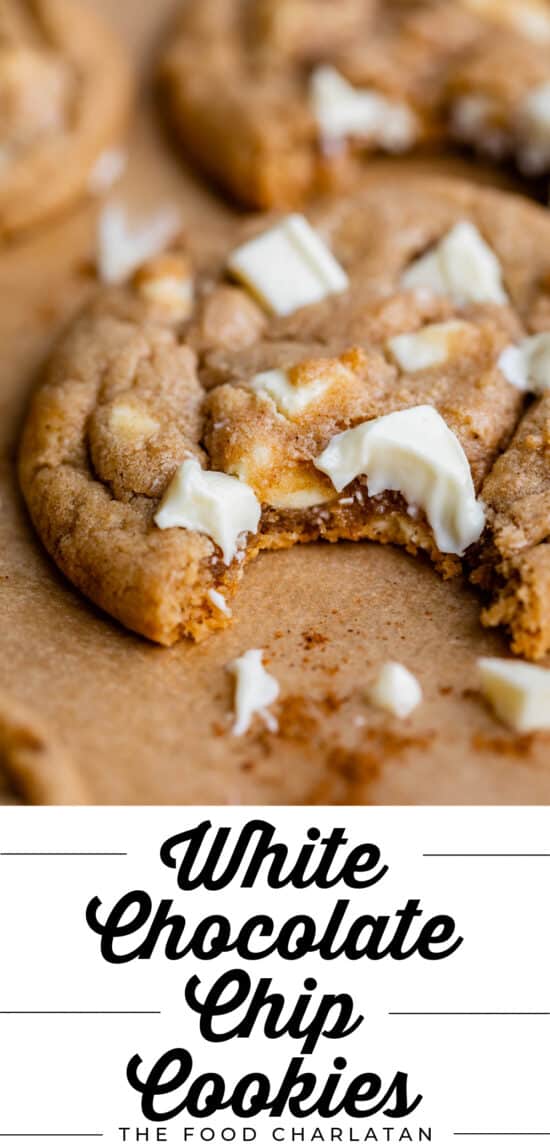 White Chocolate Chip Cookies with a bite taken out
