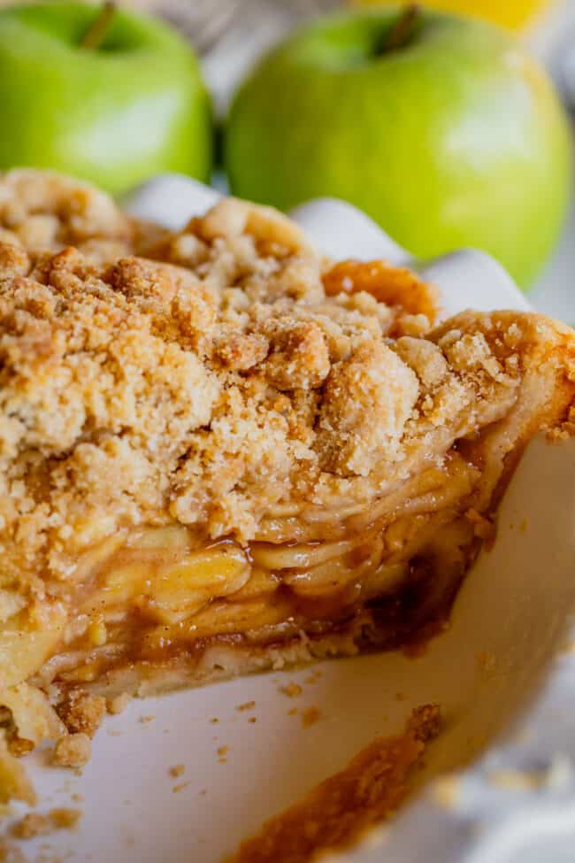 Dutch apple pie topping over apple pie fililing