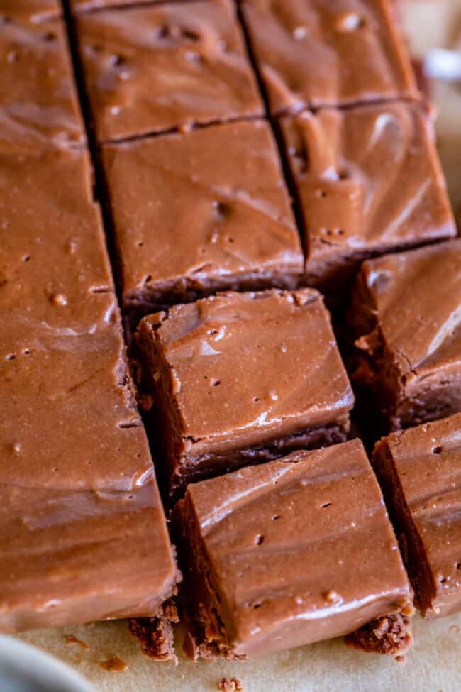 simple fudge recipe cut into squares.