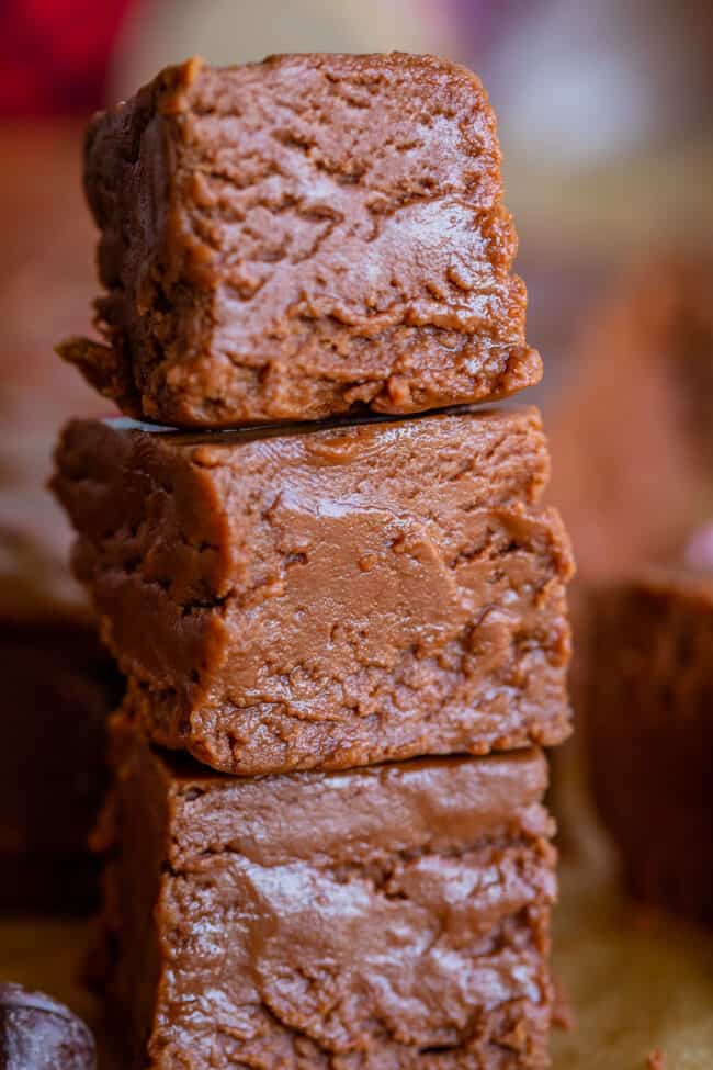 squares of marshmallow creme fudge stacked.