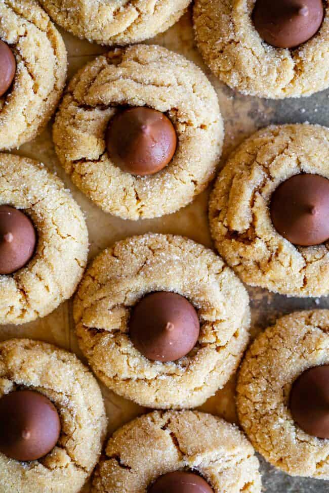 overhead shot of peanut butter blossoms.