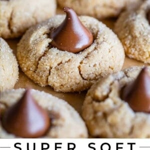 peanut butter kiss cookies on a pan