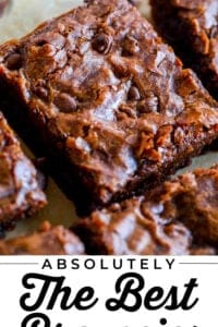 browned butter brownies on a tray with chocolate