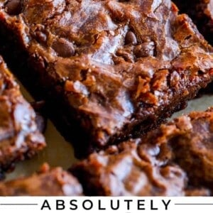 browned butter brownies on a tray with chocolate