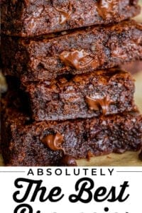 the best brownie recipe ever, stacked four squares high