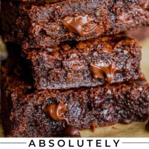 the best brownie recipe ever, stacked four squares high