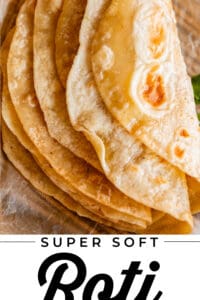 stack of indian roti bread folded over