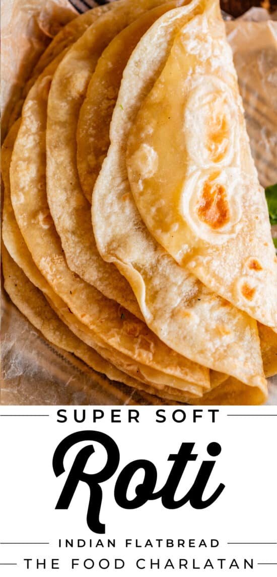 stack of indian roti bread folded over