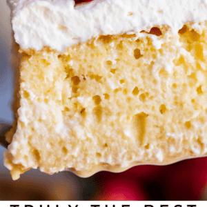 tres leches cake with strawberries.