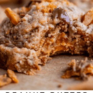 a bite taken out of a cookie with butterfingers in it.