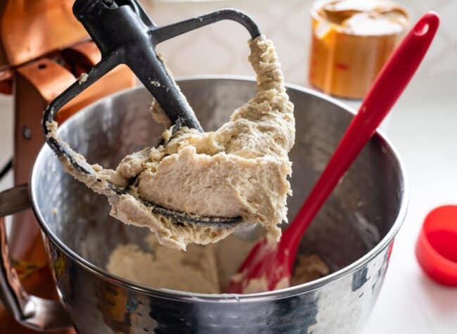 butter and sugar mixed together in a stand mixer for 2 minutes for cookie dough.