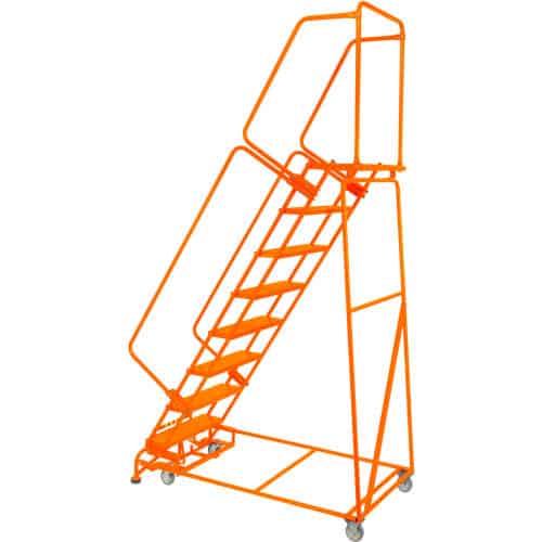 orange rolling stairs