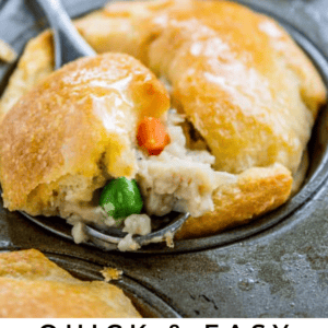 mini chicken pot pies in a muffin tin.
