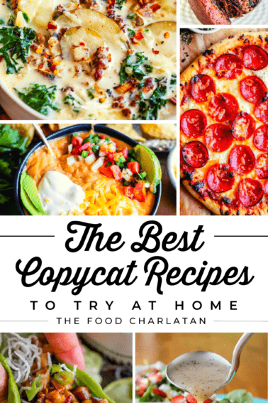 Pictures of food and text saying, "The best copycat recipes to try at home."
