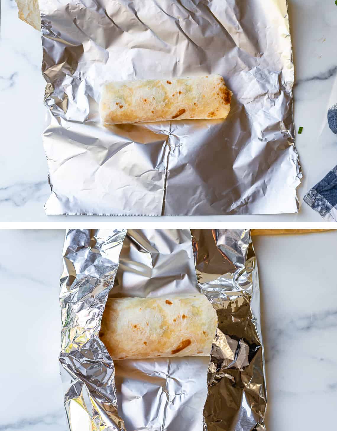 Folding a burrito in aluminum foil