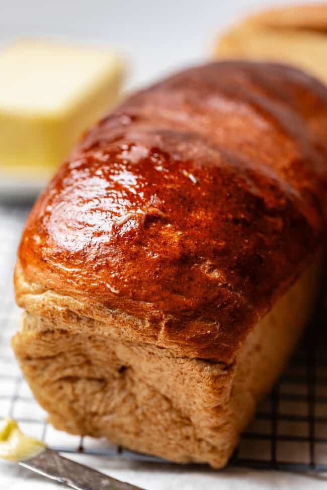 rye bread with butter on top.