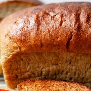 side shot of rye bread loaf.