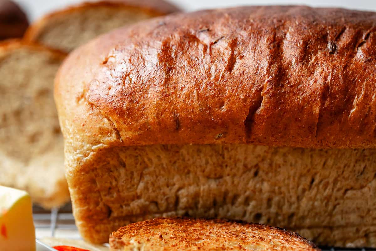 side shot of rye bread loaf.