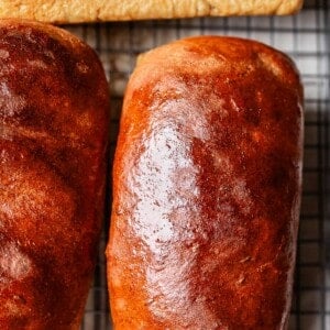 overhead shot of rye bread loaf.