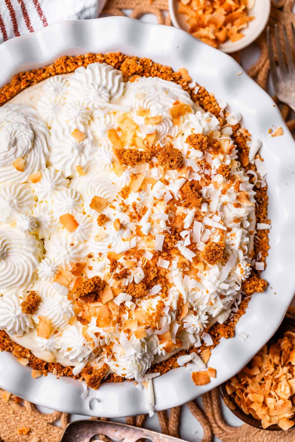 whole pie, half with just whipped cream, other half with that and coconut, caramel, and crumble toppings.