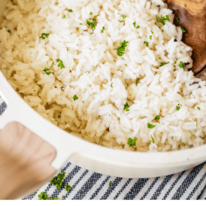 Pin image of how to make rice in a pot.