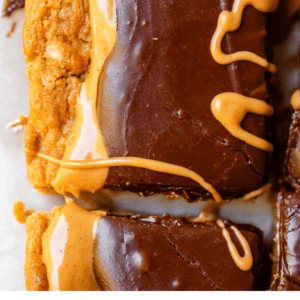pinterest image of pb bars with text "slap yo mama lunch lady peanut butter bars".