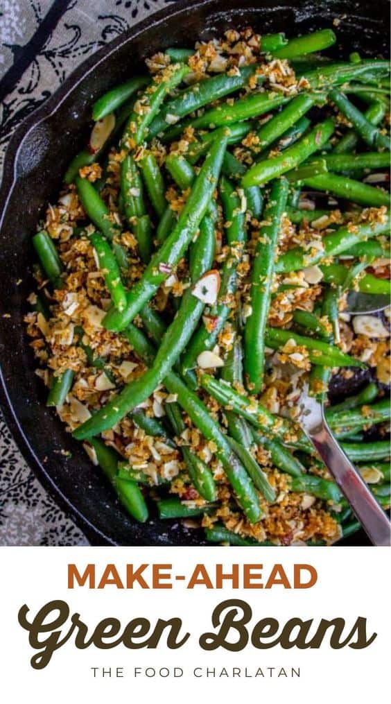 Make Ahead Green Beans with Garlic Bread Crumbs and Almonds