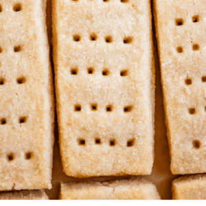 rectangle shortbread finger cookies shot from overhead.