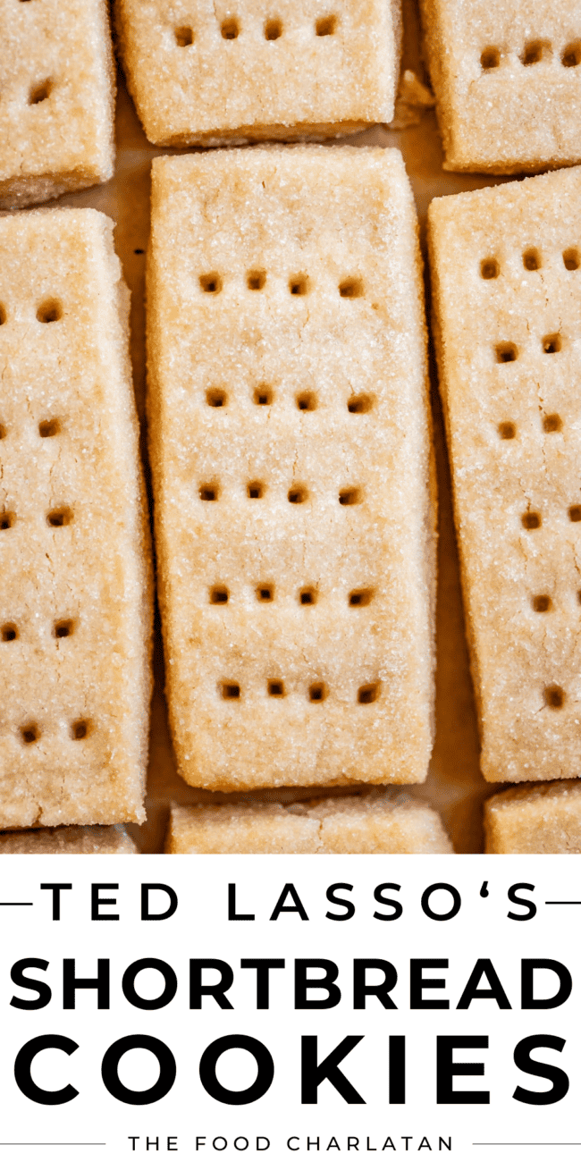 rectangle shortbread finger cookies shot from overhead.