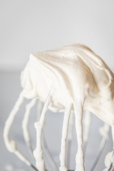 a good dollop of whipped cream on the end of a metal whisk.