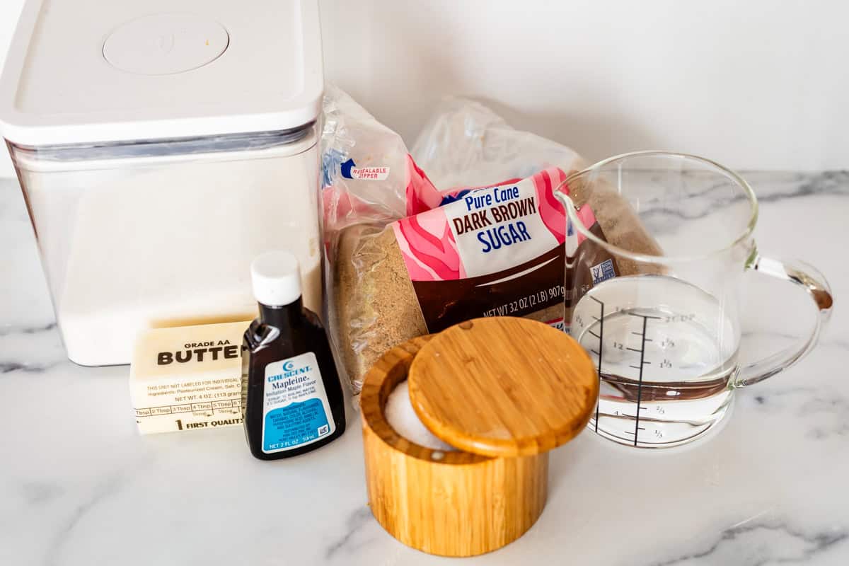 ingredients for making homemade pancake syrup.