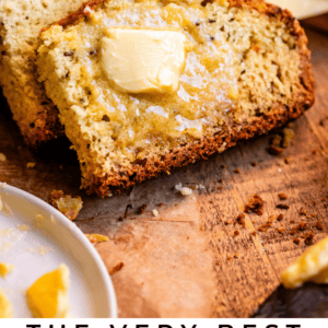 irish soda bread with caraway seed and a pat of butter.