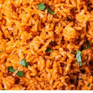 pinterest image of arroz rojo with text "how to make easy Mexican rice".
