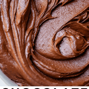 pinterest image of frosting with text "chocolate butter cream frosting".